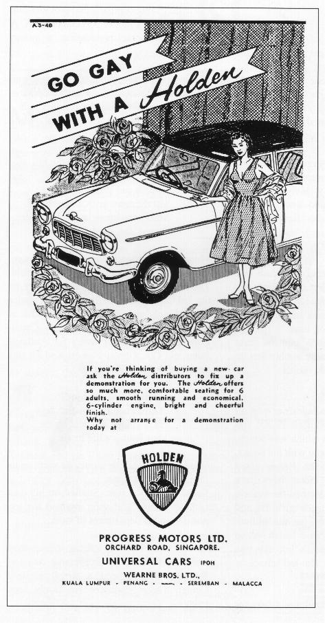 Holden sedan advertisement - Singapore - circa 1956 - Go Gay with a Holden.jpg