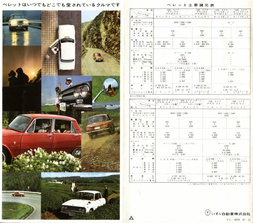 1967 Isuzu Bellett range brochure - Japanese - single sheet, 8-panels - panel 09-10.jpg