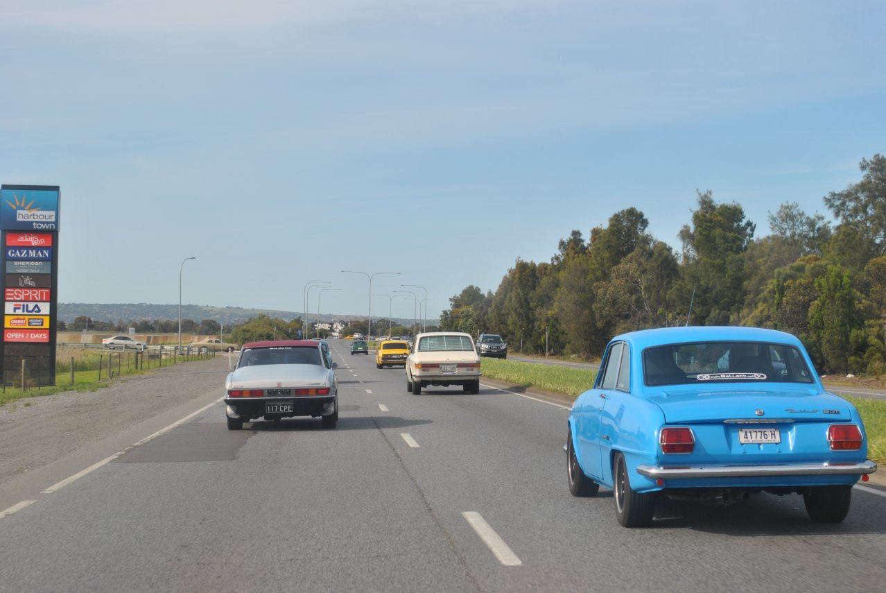 05 - Tapleys Hill Road - Ray and Ruby's 117 Coupe, Terry Hill's Bellett GT, Dave's Florian and Greg's GT.JPG