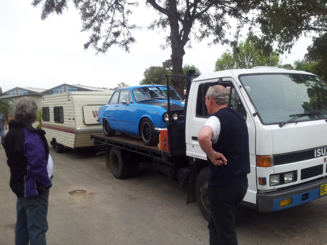 01 - Peter Bradshaw and Gricey with Terry Hill's Isuzu truck and PR90 Bellett GT.jpg